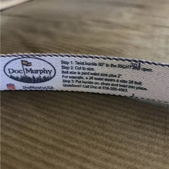 Doc Murphy Men’s Adjustable Blue w/ Brown Leather & Brass Buckle Belt EUC!! - Picture 9 of 9